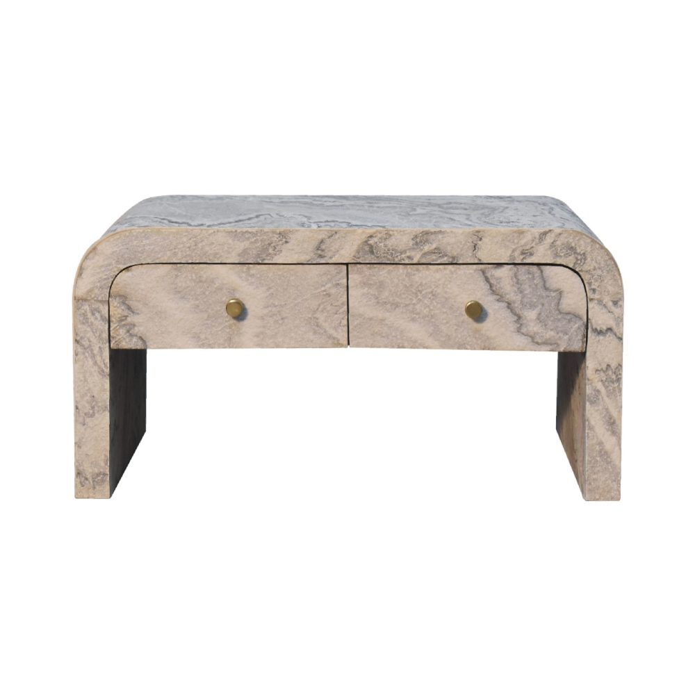 Marble Effect Coffee Table with Drawers 1