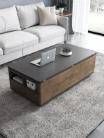 Nordic multifunctional lifting coffee table with dual purpose dining table foldable and retractable small unit dining 1