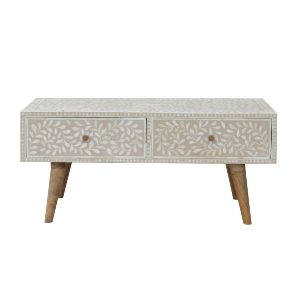 Rectangular Floral Patterned Coffee Table with Drawers 1