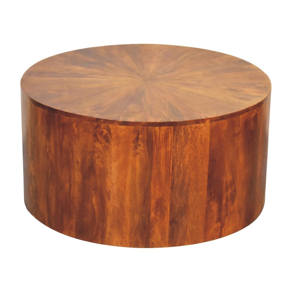 Round Chestnut Wooden Coffee Table 3