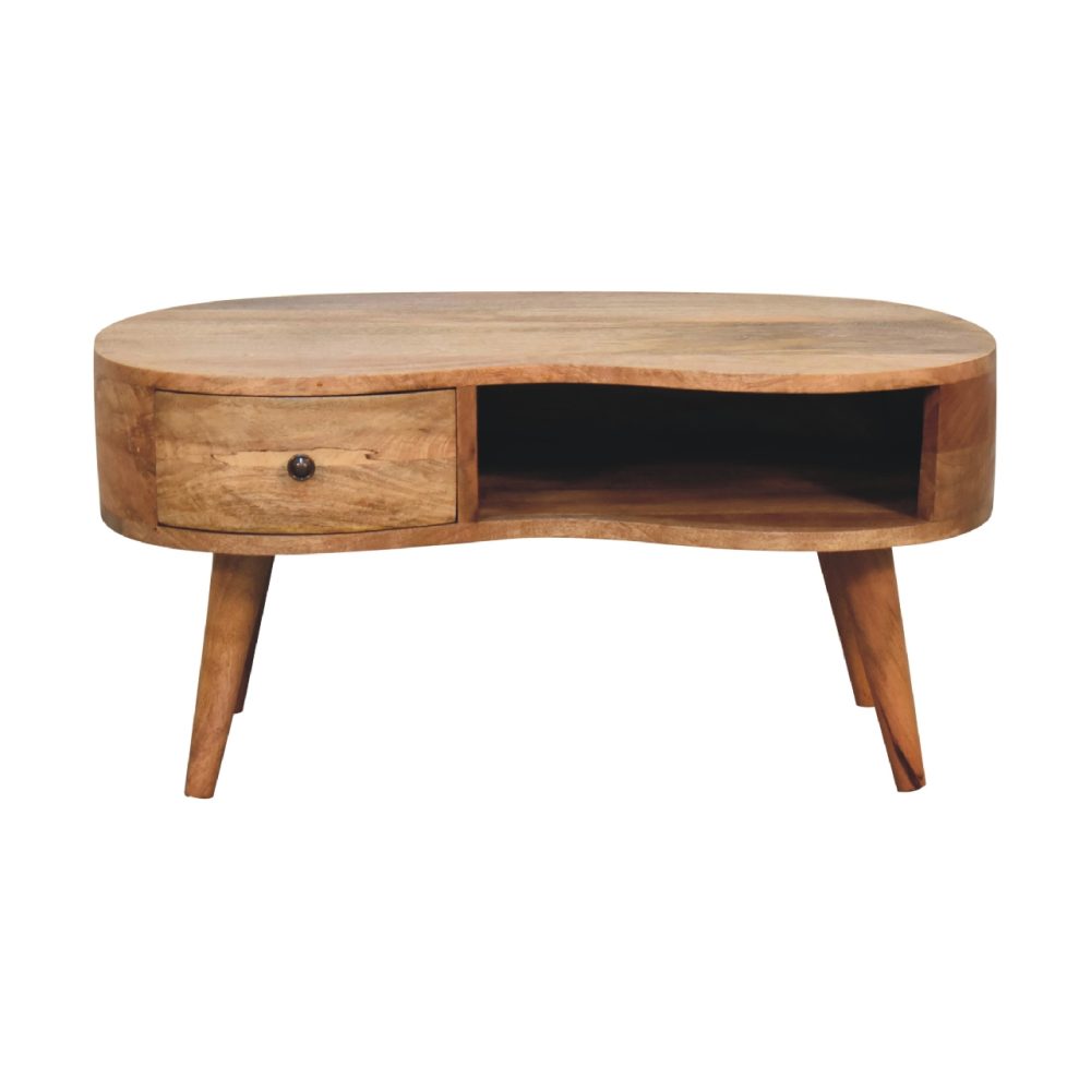 Wave Shaped Coffee Table with Drawer 1