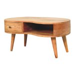 Wave Shaped Coffee Table with Drawer 2