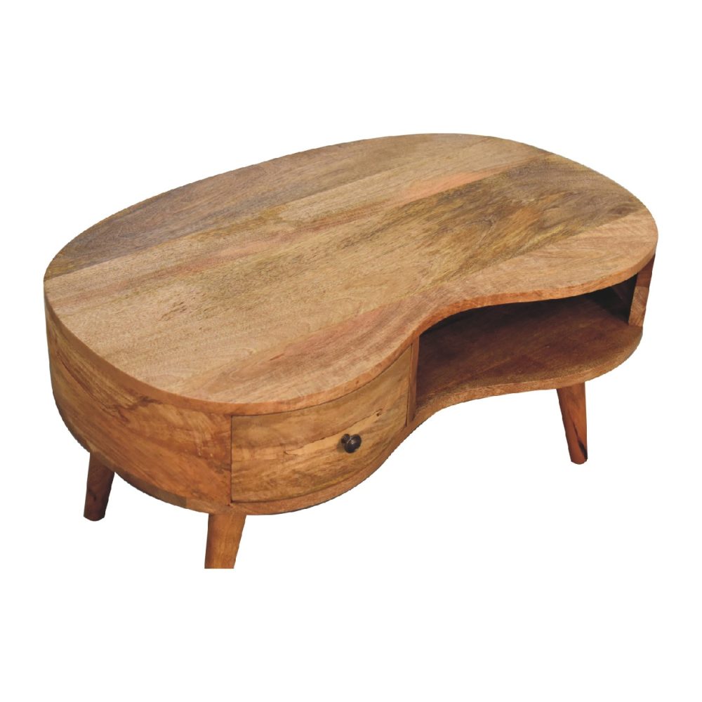 Wave Shaped Coffee Table with Drawer 4