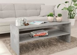 Concrete Effect Rectangular Coffee Table with undershelf