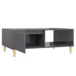 Grey Glossy Rectangular Coffee Table with Compartment 1