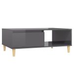 Grey Glossy Rectangular Coffee Table with Compartment 2