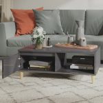 Grey Glossy Rectangular Coffee Table with Compartment 3