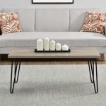 Oak Rectangular Wooden Coffee Table with Metal Base