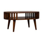 Oval Top Chestnut Coffee Table with undershelf 1