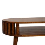 Oval Top Chestnut Coffee Table with undershelf 2