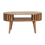 Oval Top Oak Coffee Table with undershelf 1