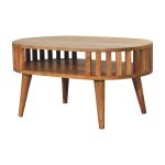 Oval Top Oak Coffee Table with undershelf 2