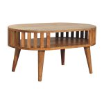 Oval Top Oak Coffee Table with undershelf 3