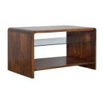 Rectangular Chestnut Coffee Table with Glass undershelf 2