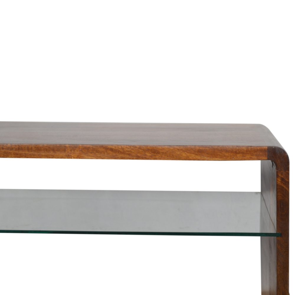 Rectangular Chestnut Coffee Table with Glass undershelf 5