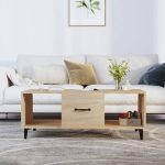 Rectangular Oak Coffee Table with Compartment