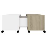 Wheeled Double Rectangular Wooden Coffee Table 1