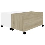 Wheeled Double Rectangular Wooden Coffee Table 2