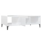 White Glossy Rectangular Coffee Table with undershelf 1