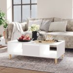 White Wooden Shelved Coffee Table