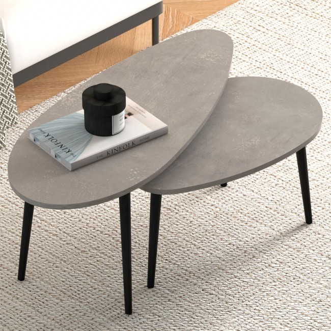 Elips 2 Piece Set Coffee Table In Retro Gray