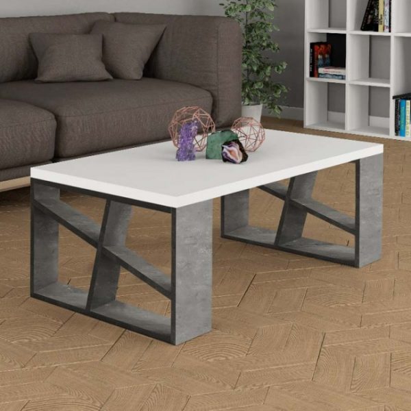 Melamine Coffee Table In Retro Gray White