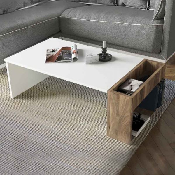 Melamine Coffee Table In White Walnut 2